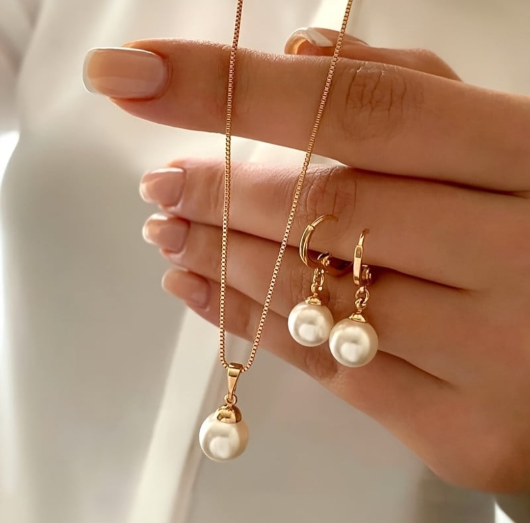 Bijuteriya dəsti kulonlu zəncir, sırğa və üzük miks646