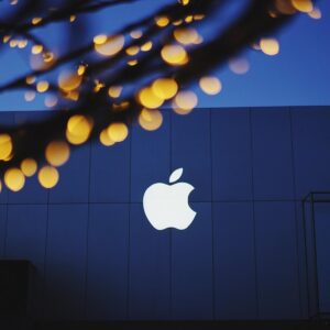 apple, bokeh, building, lights, logo, blue logo, blue building, blue apple, blue bokeh, logo, logo, logo, logo, logo